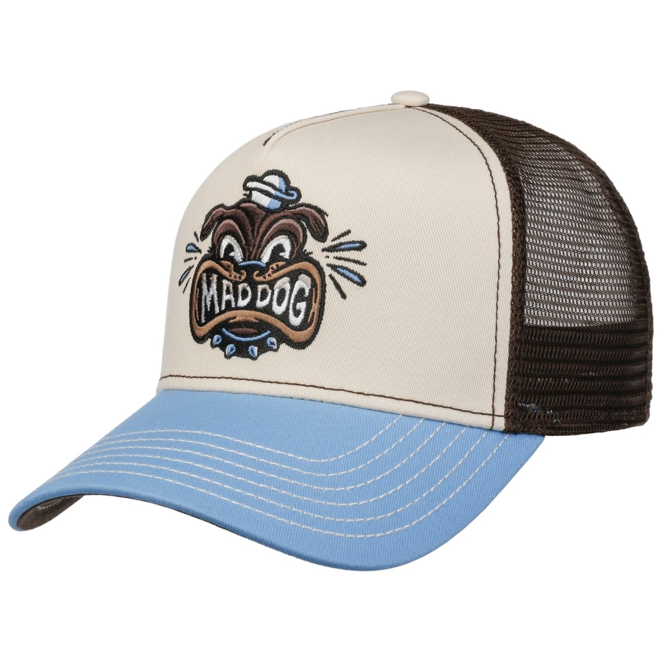 FWS Mad Dog Trucker Cap Women/Men - Baseball mesh Snapback, with Peak, Peak Spring-Summer - One Size Beige-Brown