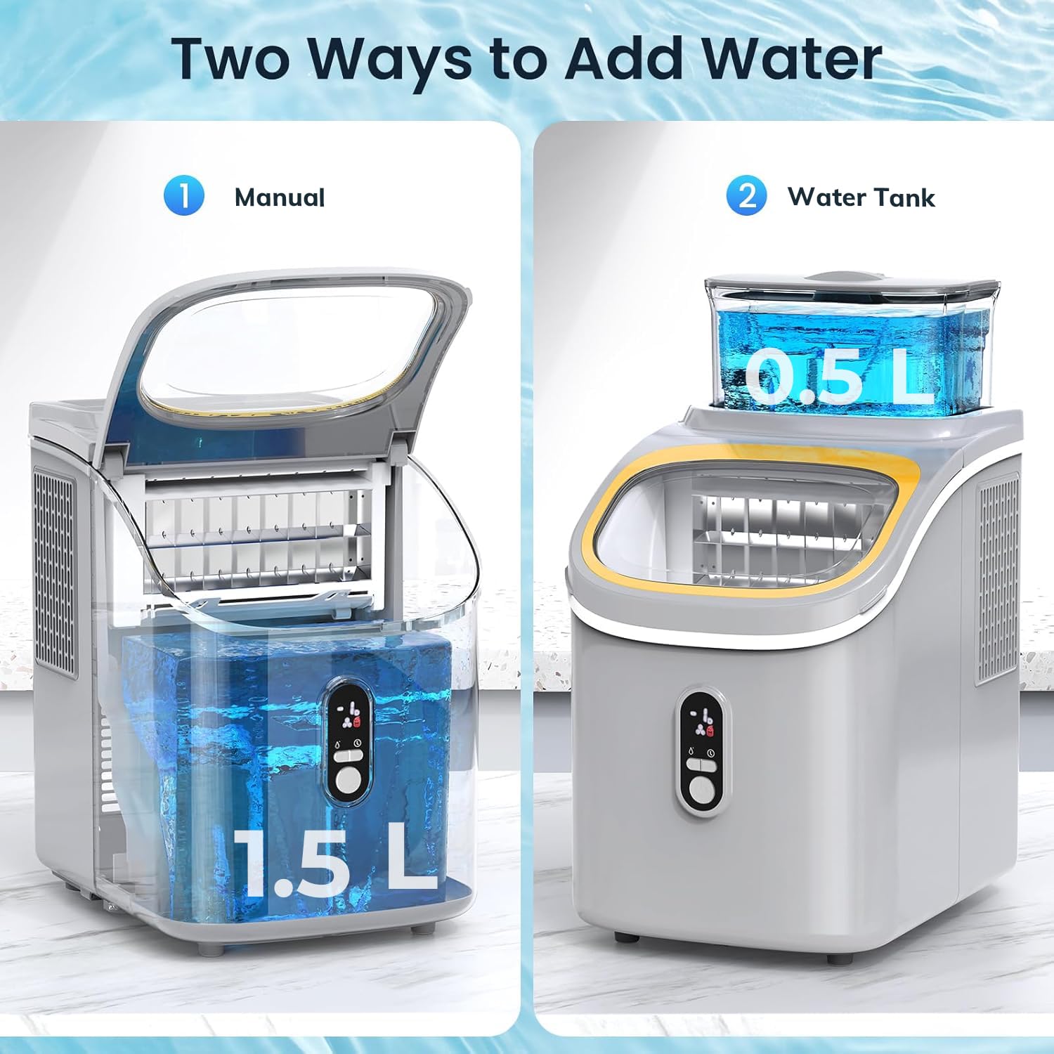 Antarctic Star Countertop Ice Maker Machine, 30lbs/24hrs, 3 Thickness Ice Cubes, 16pcs/13 Mins,2 Ways To Add Water, Self-Cleaning Ice Cube Maker W/Basket And Scoop For Home/Kitchen/Camping/RV (Grey) on Fridge.com - View 4