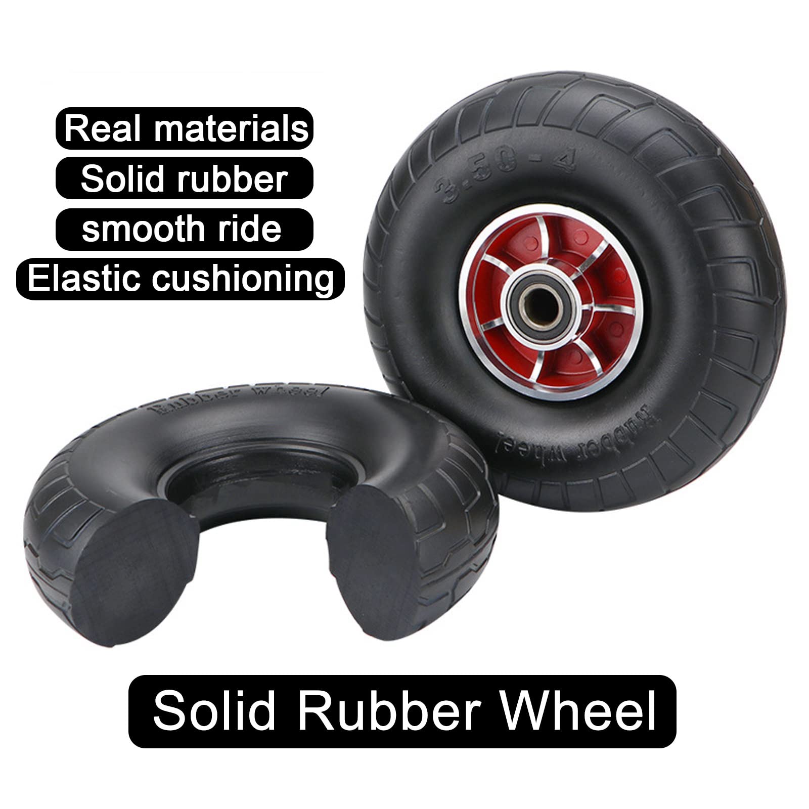 Ruota Per Carriola Antiforatura - Gomma Piena, Asse 4.10/3.50-4, Mozzo 70mm, Gialla - Foto 8