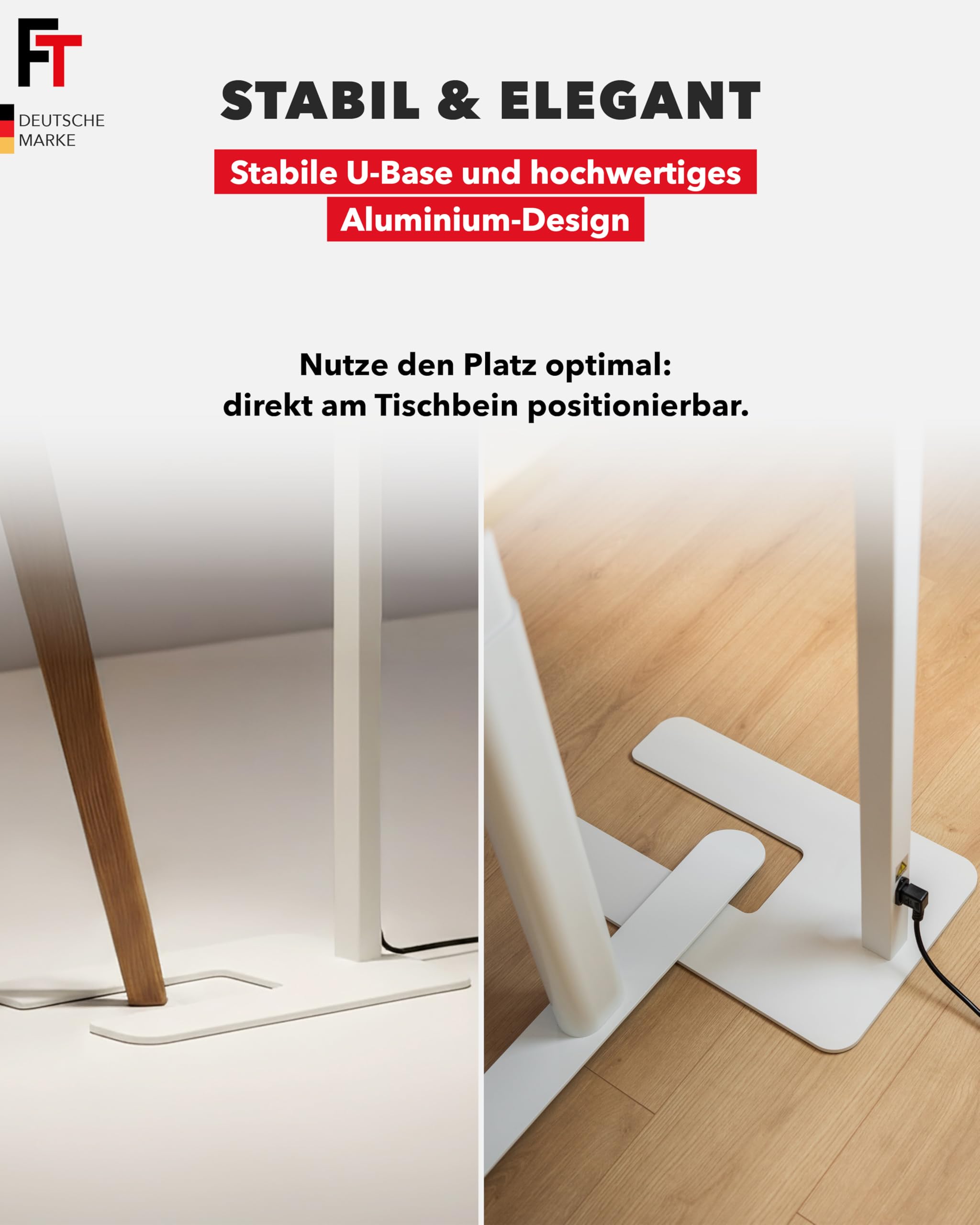FeinTech LT920 LED Büro Stehlampe 100W Dimmbar 40W Down + 60W Up, UGR < 16, Ra > 98 und RG0 Vollspektrum Augenschutz LED Standleuchte, 8400 Lumen Tageslicht Bürolampe 4000K