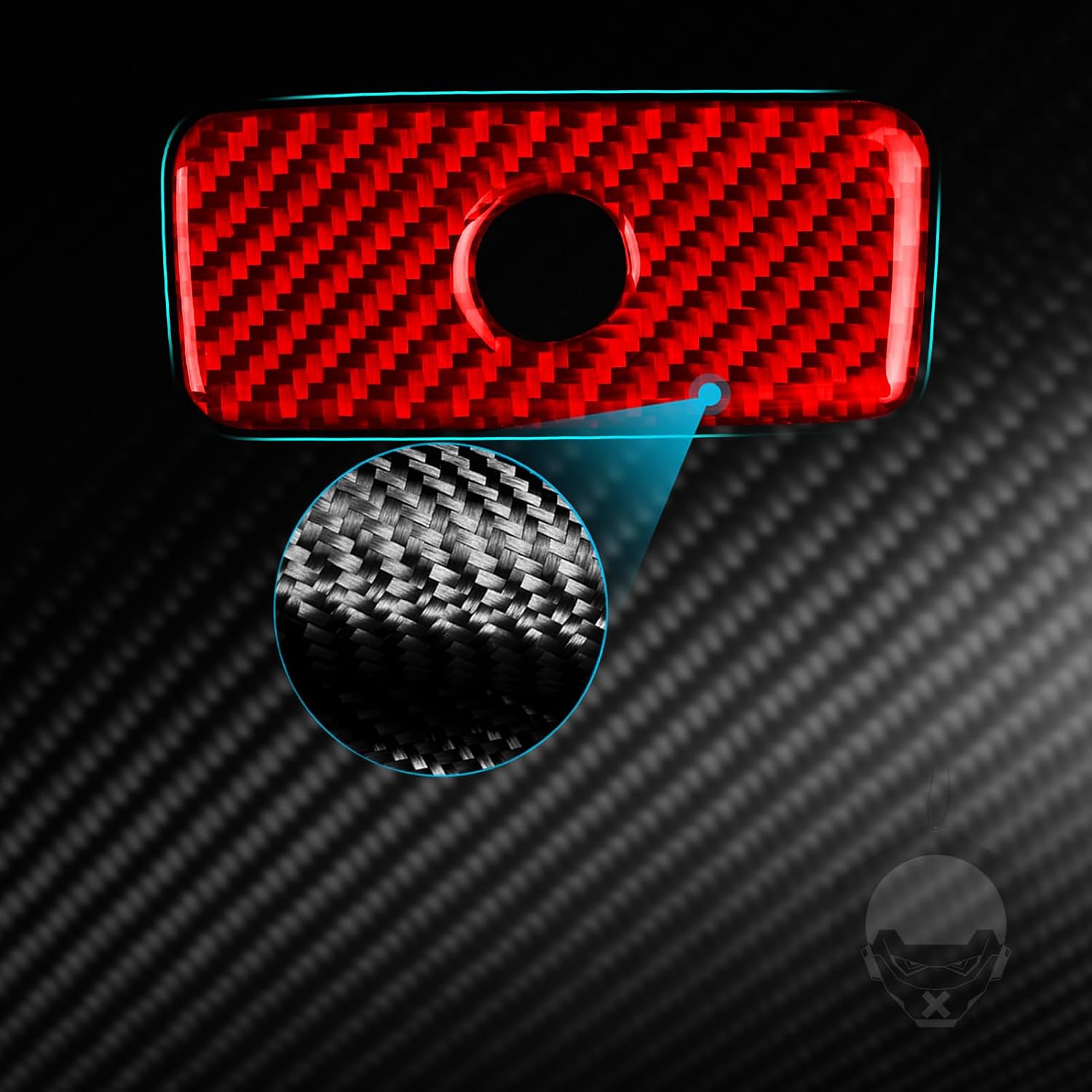 Real Carbon Fiber Interior Decoration Cover Premium Woven Texture Self-Adhesive Sticker Trim Compatible with Grand Cherokee 2012-2021 (Red Real Carbon Fiber, Glove Box Handle Sticker 1pc)