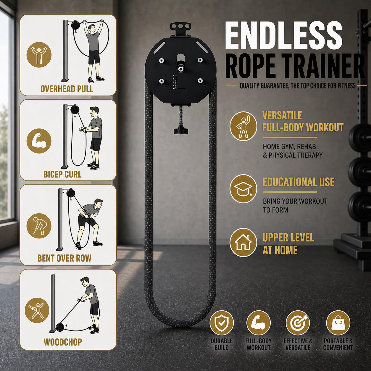 Entrenador De Cuerda Infinita, MáQuina De Resistencia Ajustable para Ejercicios De Cuerpo Completo, Mejora La Flexibilidad, La CoordinacióN Y La Salud En General Black＆Red