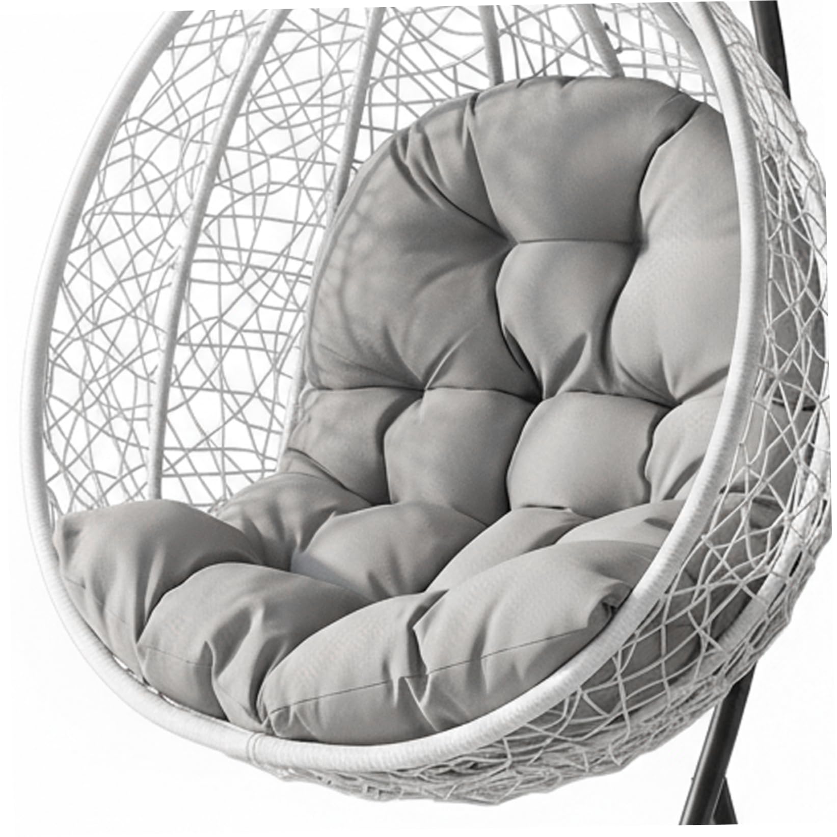 Ameble Light Gray Water-Resistant Egg Chair Cushion Replacement With Thick Padding, Hanging Chair Cushion For Patio, Balcony, Garden Swing Chairs, Outdoor Use, Light Grey