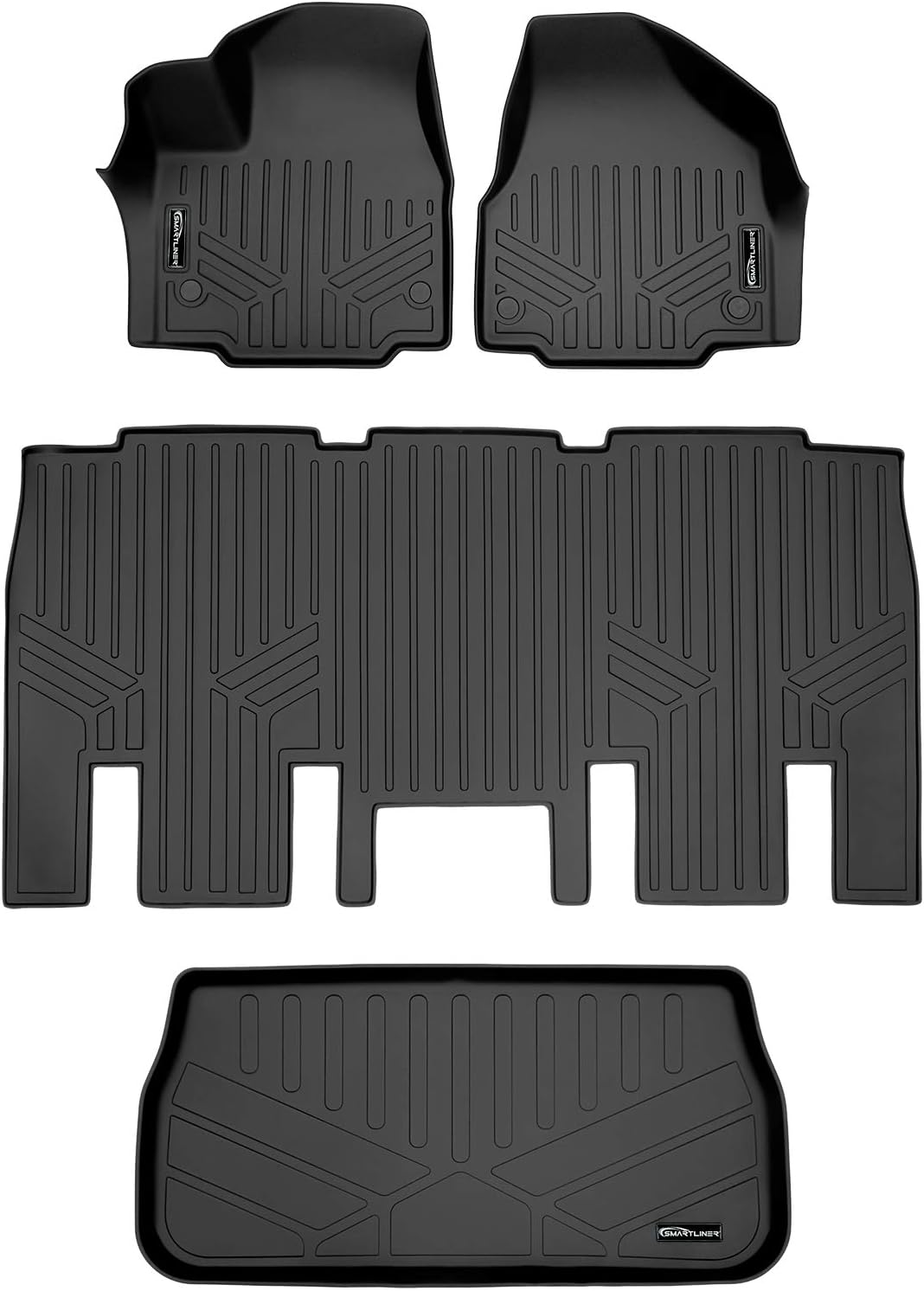 SMARTLINER Floor Mats 2 Rows - Cargo Liner Behind 3rd Row Set for 2017-2020 Chrysler Pacifica