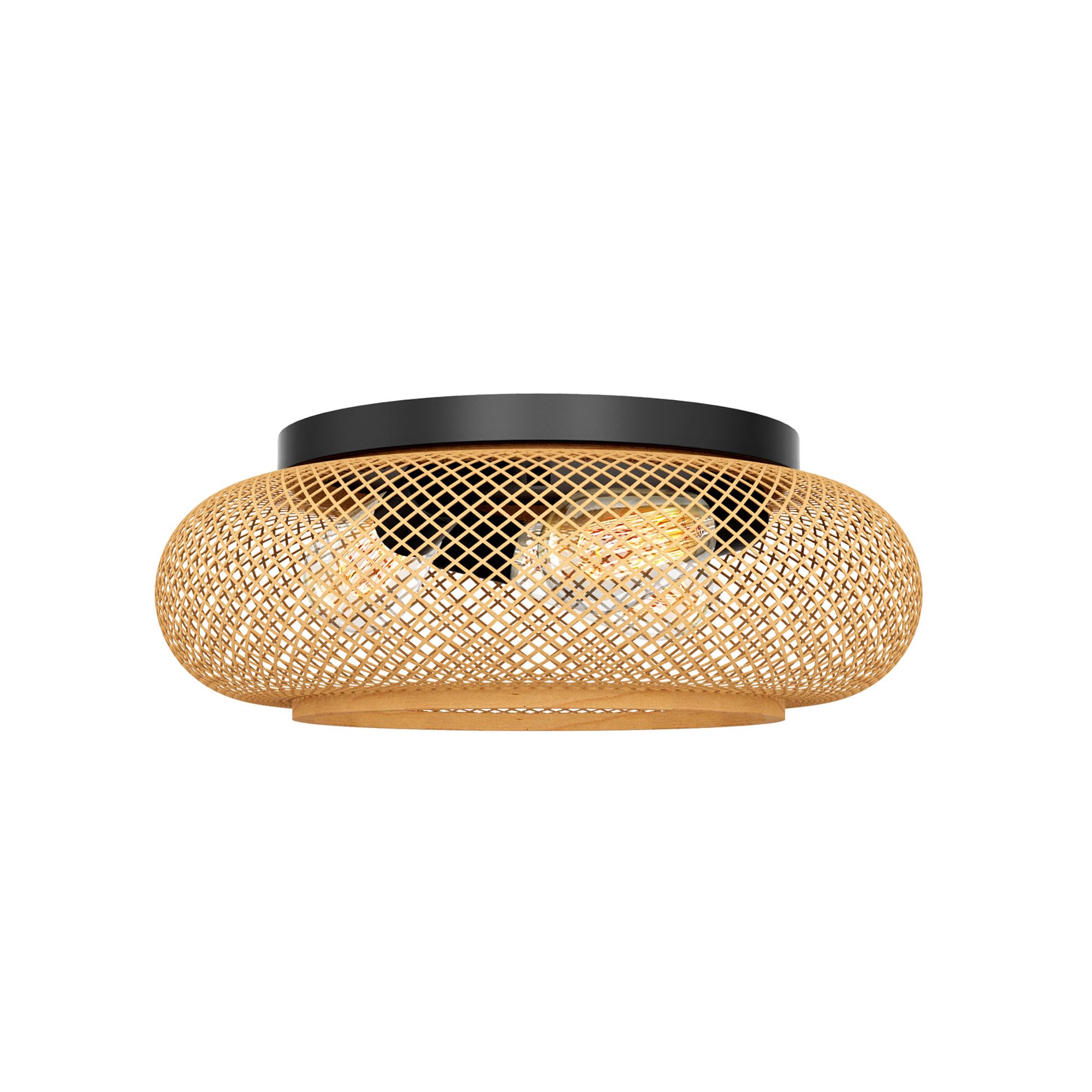 Decorative Bamboo Flush Mount, Hand-Woven Natural Environ Bamboo, Large Size Ideal for Hallways, Entryways, Stairways, or Living Room