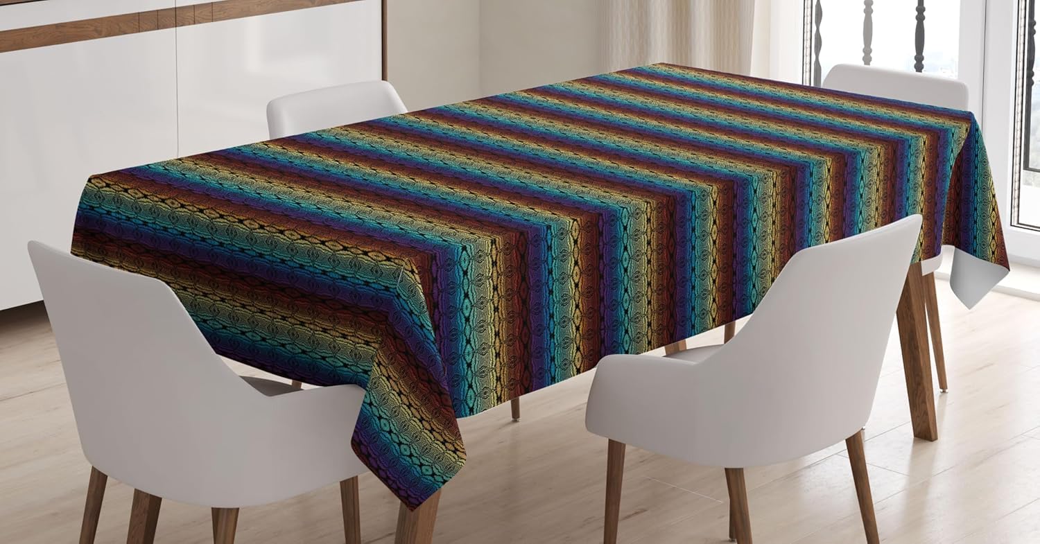 Mantel Mesa Rectangular Raya, Manteles Antimanchas Geometría, 3D Impresión Mantel Impermeable Lavable para Cocina Salón Comedor, 140x300 cm Q/P4980