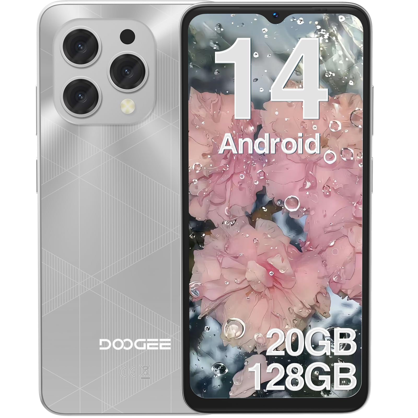 DOOGEE N55 PLUS Smartphone [2024], Android 14 Telefono Cellulare, 20GB+128GB/1TB, Octa Core, 6,56" HD+ 90Hz Smartphone Offerta 5150mAh Batteria, 13MP+8MP Fotocamera, Dual SIM/Face ID/GPS/Widevine L1