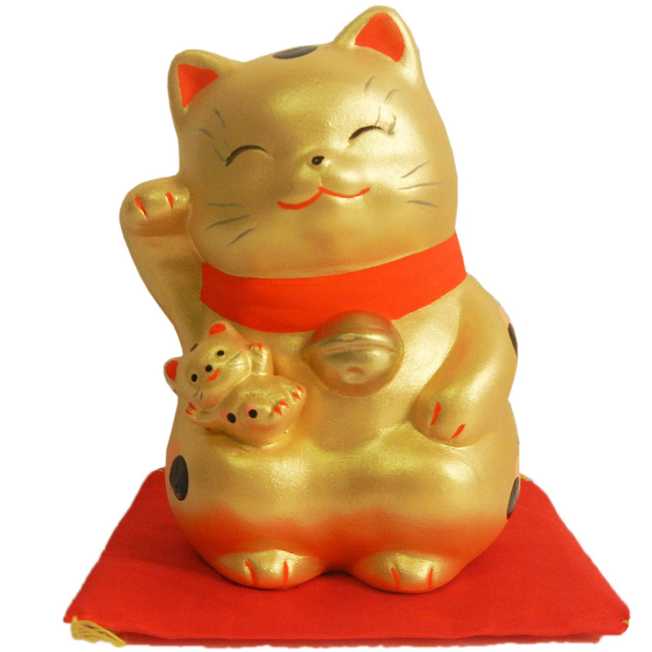 Japanese Golden parent and child Maneki Neko Beckoning Cat Lucky Cat Figurine