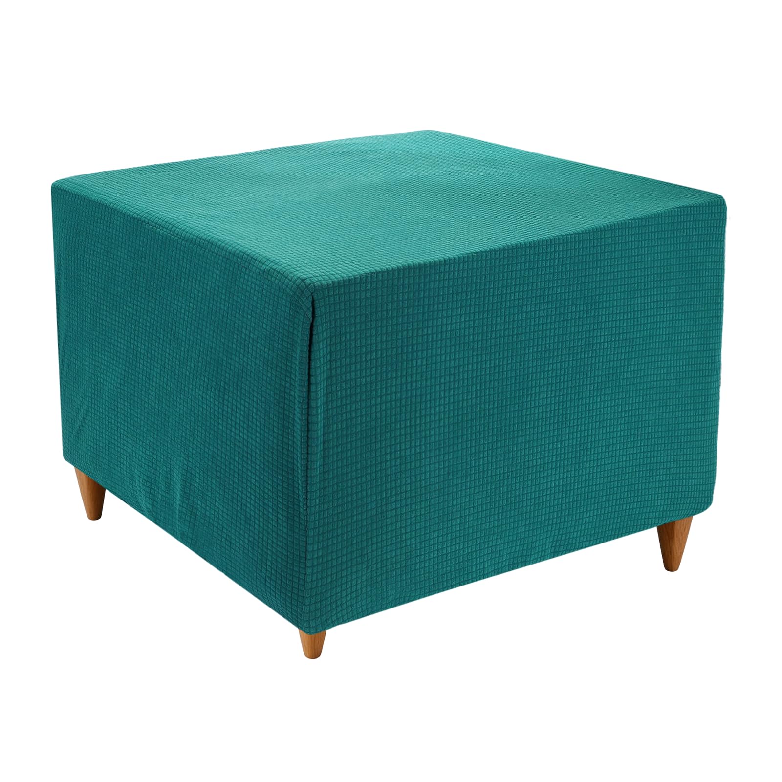 Housse de tabouret carré pour salon et chambre, grand protège-pouf bleu sarcelle