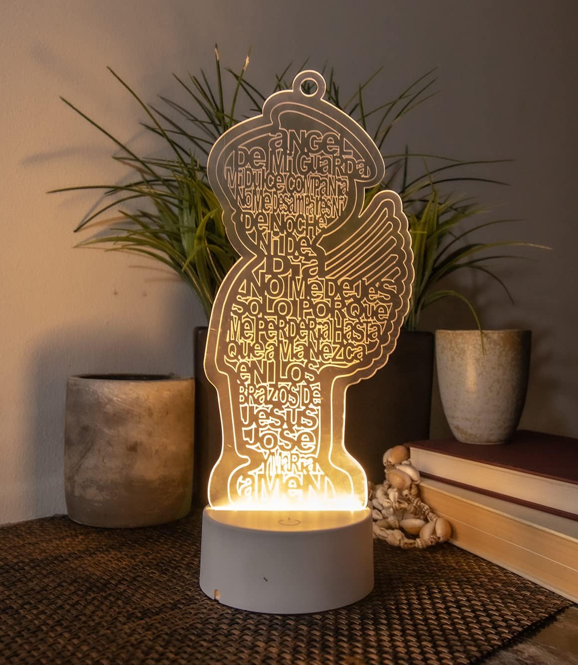 RBN LED Multi Color Guardian Angel Wings Boy Stand Laser Cutout Baptism Centerpiece First Communion Quinceañera Children Kids Party Favors Home Decor Christening Centerpiece - 6PCS