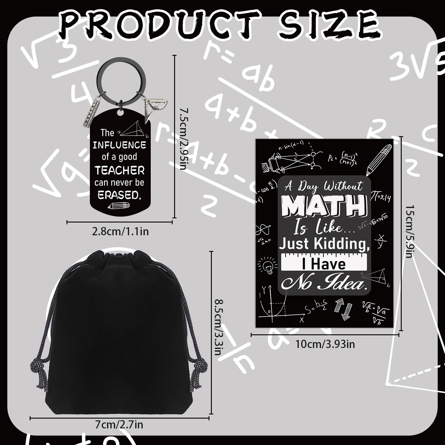 Math Teacher Card Gift - Funny Greeting Card Keychain Appreciation Gifts for Math Teachers Professors Tutors on Teacher Appreciation Week End of Year Birthday, Christmas