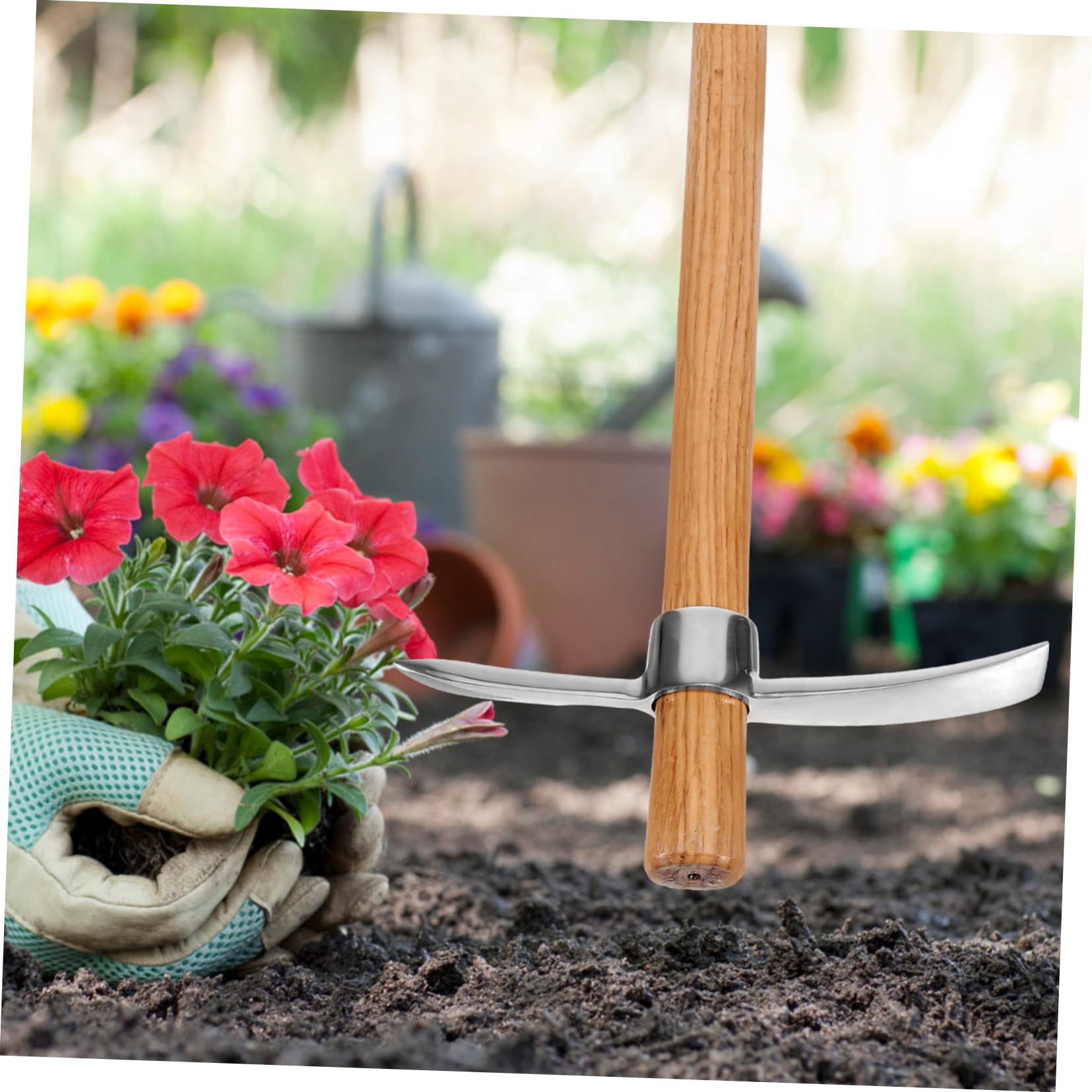 Kisangel Azada para Jardinería al Aire Azada para Cultivo de Hortalizas Herramienta para Jardinería con Mango Resistente