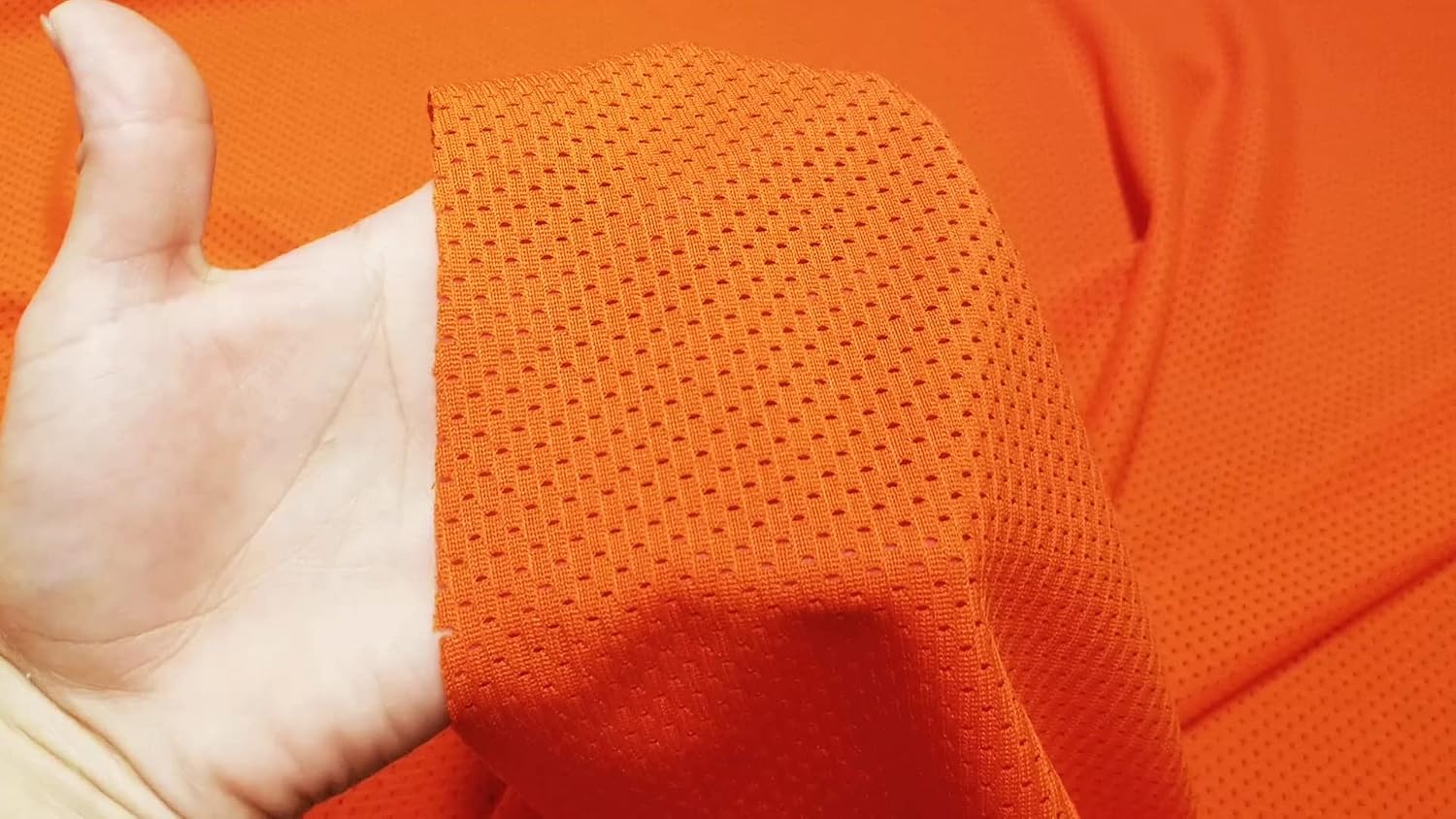 Pico Textiles 1 Yard – Orange Polyester Pro Mesh Heavy Jersey Fabric - Sold by The Yard - Variety of Colors - Durable Athletic Mesh Fabric, Ideal for Sewing Soccer and Basketball Jerseys Uniforms