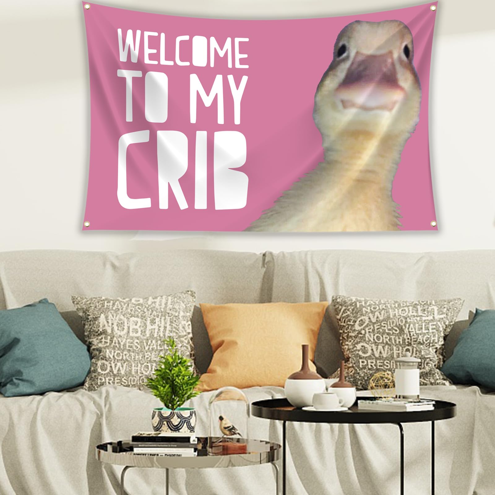 Aazon.co : 3 x 5 FT Welcoe to y Crib Flag - Funny Welcoe Hoe