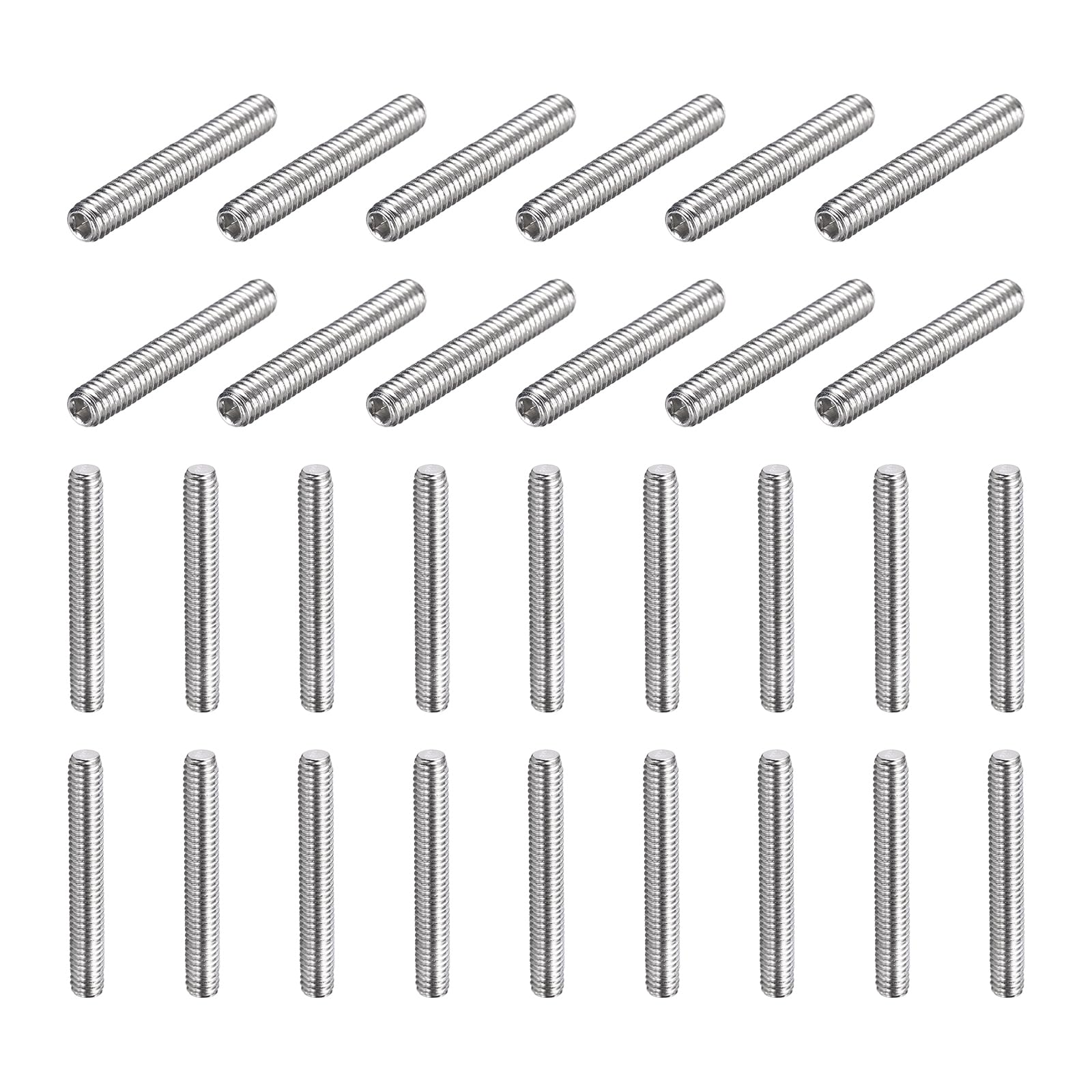 sourcing map 30 Pcs M4-0.7 x 20mm Grub Screws, 304 Stainless Steel Cup Point Allen Head Screws Internal Hex Socket Drive for Bathroom Fixtures Repair Furniture DIY Project
