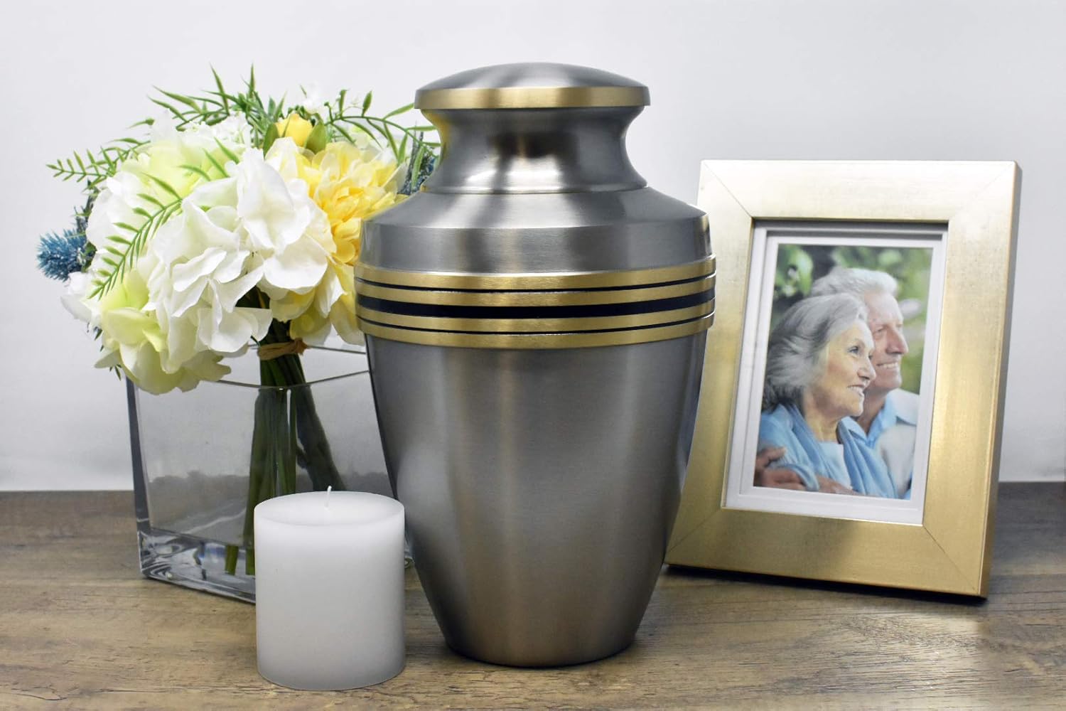 Revere Pewter Adult Cremation Urn - Modern Accents - Silver - Momentful Life