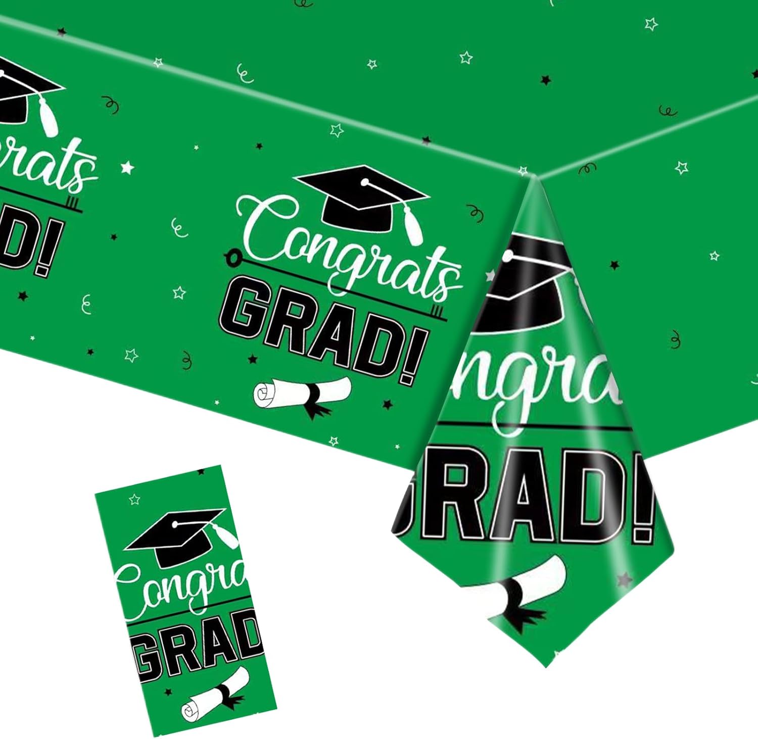 Graduation Tablecloth Green for 2024 Graduation Party Decorations