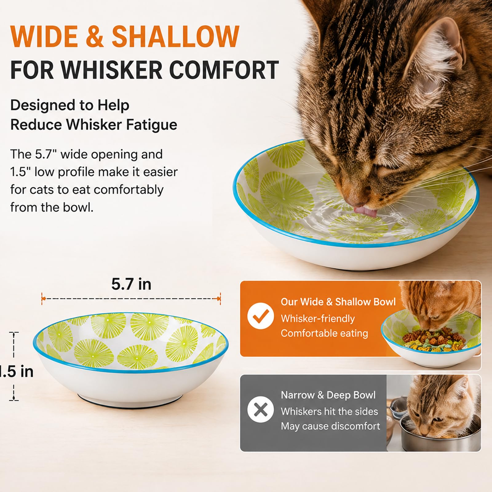 Katzennäpfe für Indoor-Katzen, rutschfeste Silikonunterseite, 14 cm, Katzenfutternapf, geneigt, Schnurrhaarfreundlich, Katzennäpfe - 6 bunte Katzenfutterschrauben-Set für die tägliche Katzenfütterung,