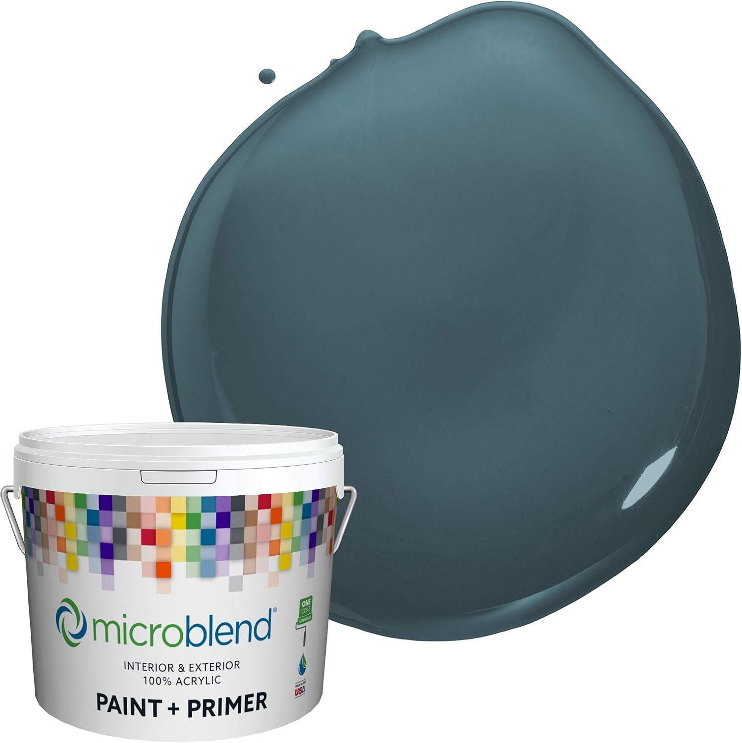 Microblend Interior Paint and Primer - Blue/Bridgeview, Satin Sheen, 1 Gallon, Premium Quality, High Hide, Low VOC, Washable, Microblend Tahoe Collection