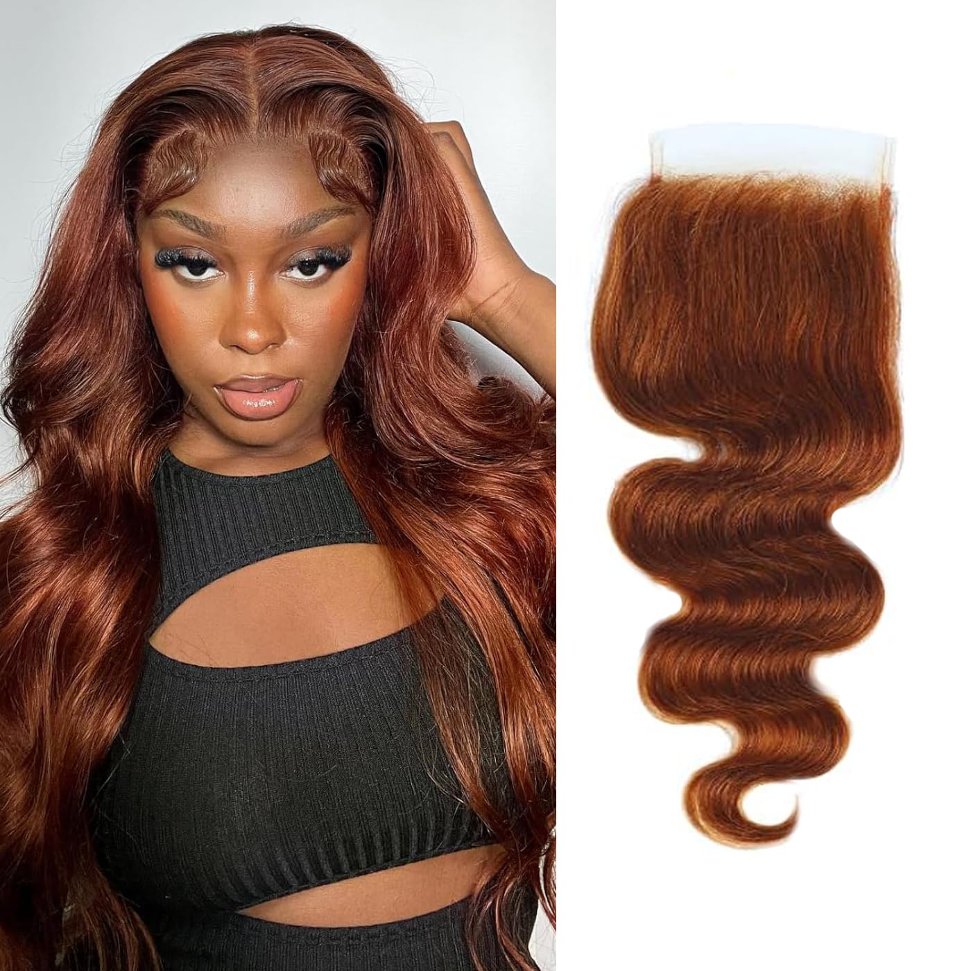 Red Brown 5x5 Closure Brown 33# Body Wave Invisible Hd Lace Closure Brazilian Human Hair Extensions Preplucked Bleached Knots Wet And Wavy For Women