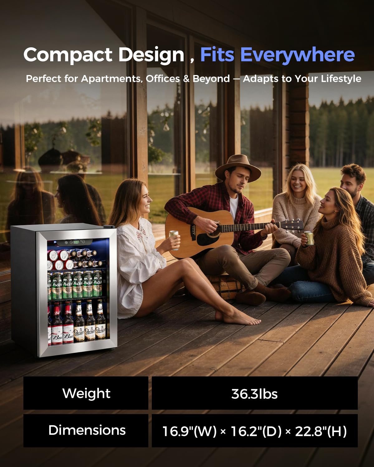 Feelfunn 1.7 Cu.Ft Beverage Refrigerator Cooler - 68 Can Mini Fridge Glass Door For Drink Soda Beer Wine - Small Refrigerator For Bedroom Office Home Dorm Bar, Silver on Fridge.com - View 4