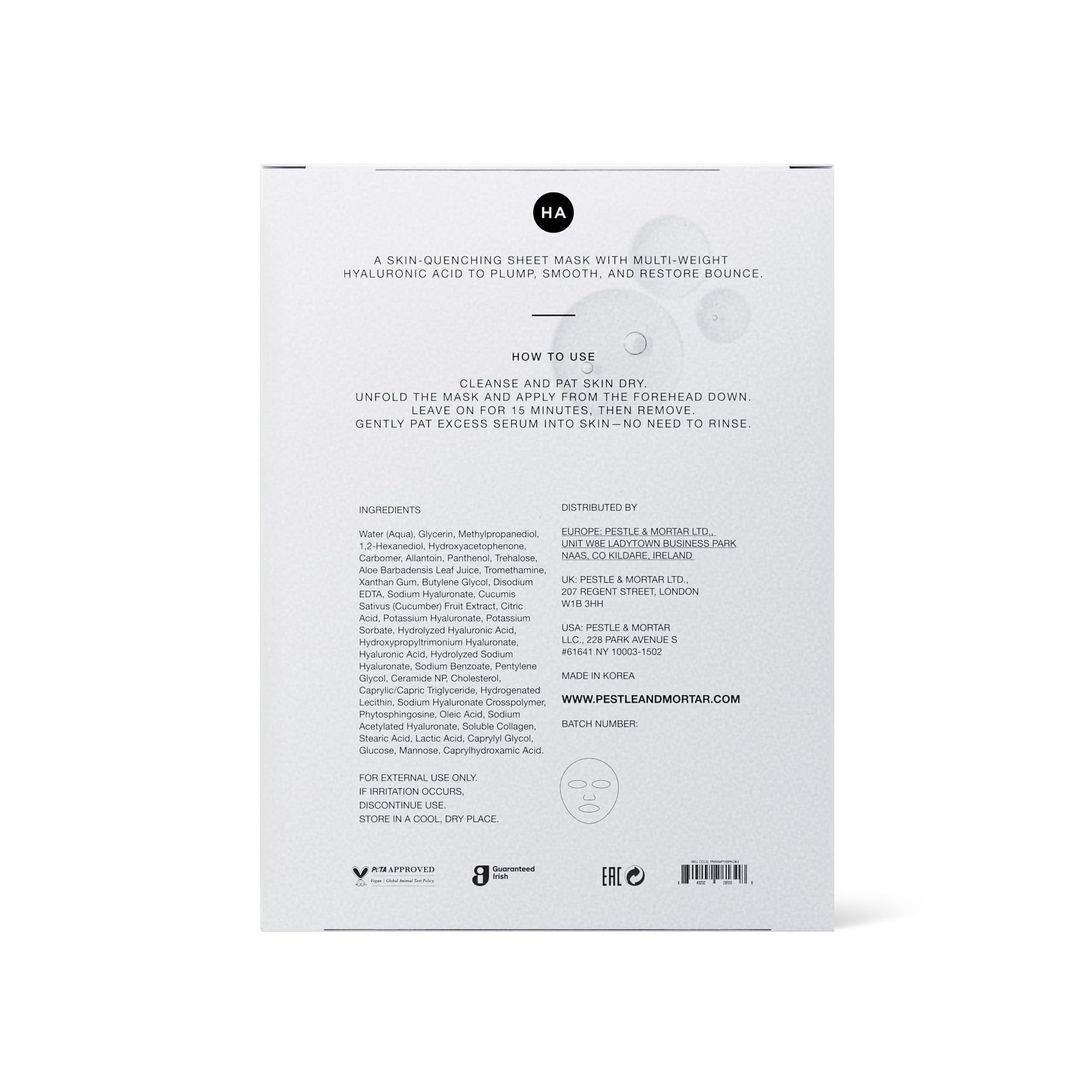 Pestle & Mortar Hydrating Sheet Mask - Pure Hyaluronic Acid Face Mask - Pack of 3 - Soothing & Moisture-Boosting Skincare - Image 3