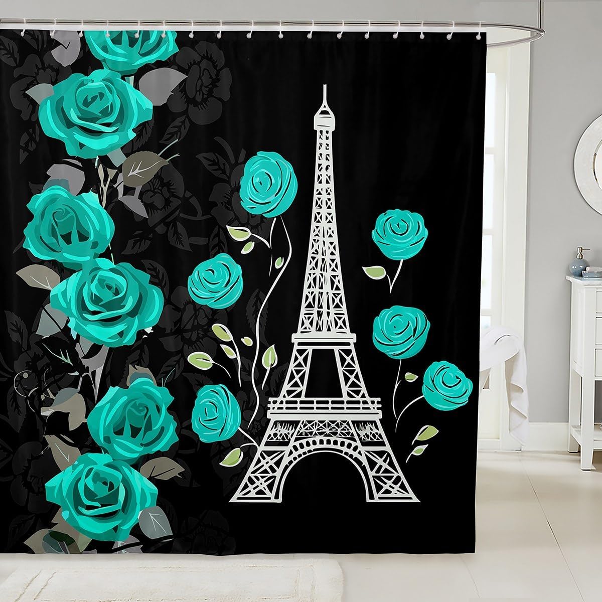 jejeloiu Wild Lion Couple Shower Curtain 72"x84" Couple Red Rose Floral Bathroom Shower Curtain Set for Girls Women Lover Gold King and Queen Crown Bath Curtain Valentine's Day Bathroom Accessories