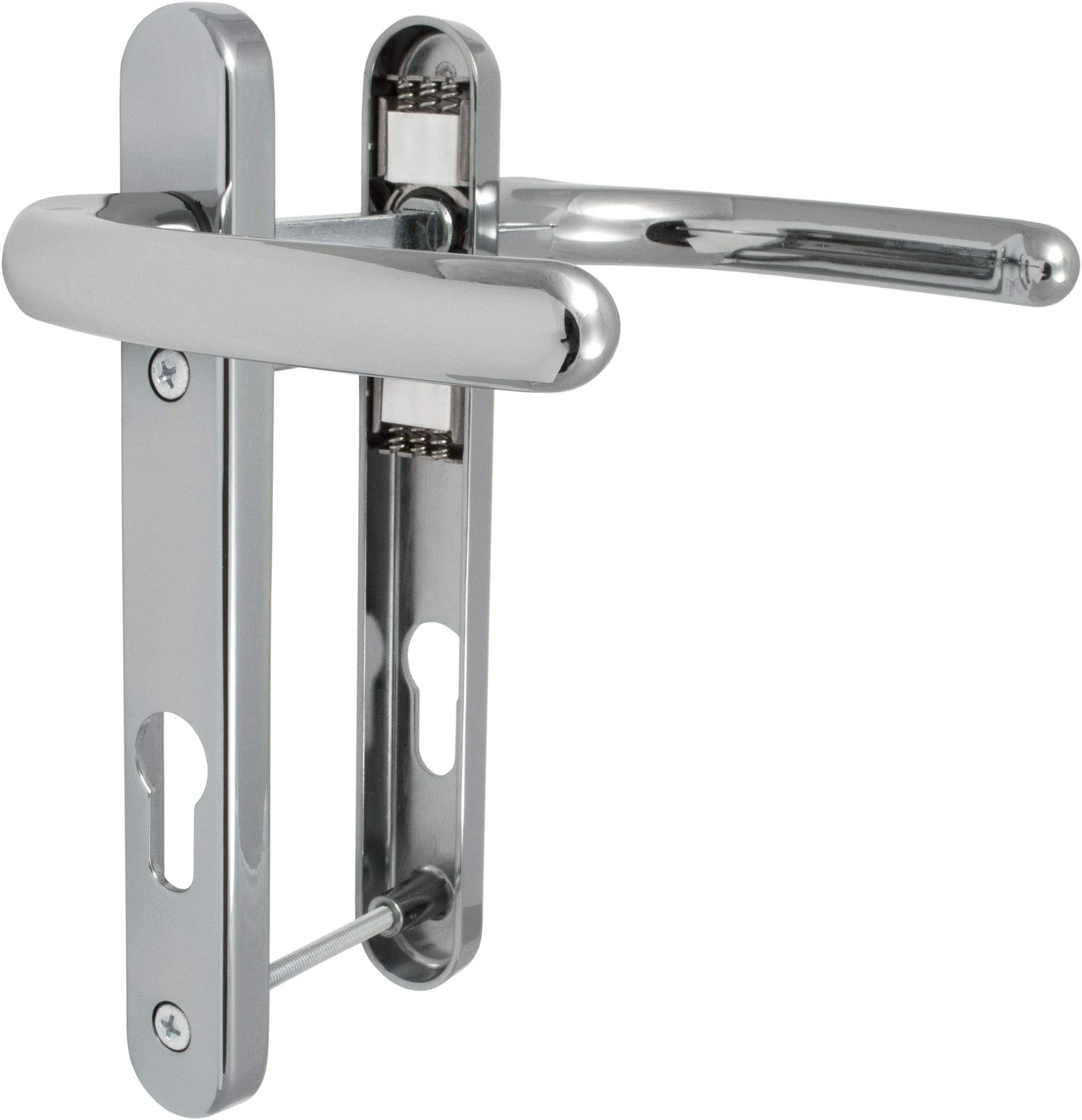 Fab & Fix - UPVC Hardex Polished Chrome Windsor Door Handle Set, 92mm PZ, Lever/Lever, 122mm Screw Centres for External Doors