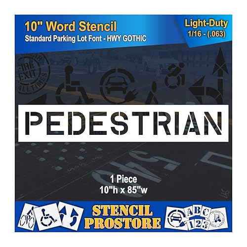 Plantillas de marcado de pavimento  Plantilla peatonal de 10 pulgadas  10 x 85 x 116 pulgadas (63 mil)  Ligero