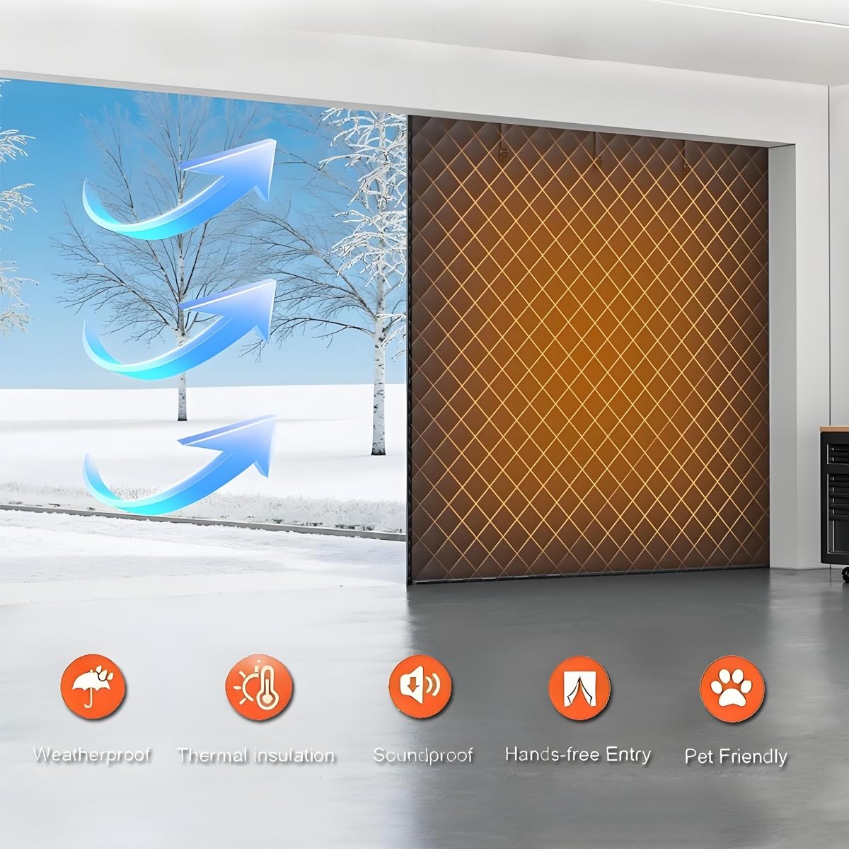 Garage Magnetische Thermische Isolierte tür Vorhang, Garagentor-Vorhänge, Garagentorschutz für Den Wintern, Garagentor-Isolationsset, Thermovorhang Magnet tür Abdeckung Wetterfest(Black,320x240cm)