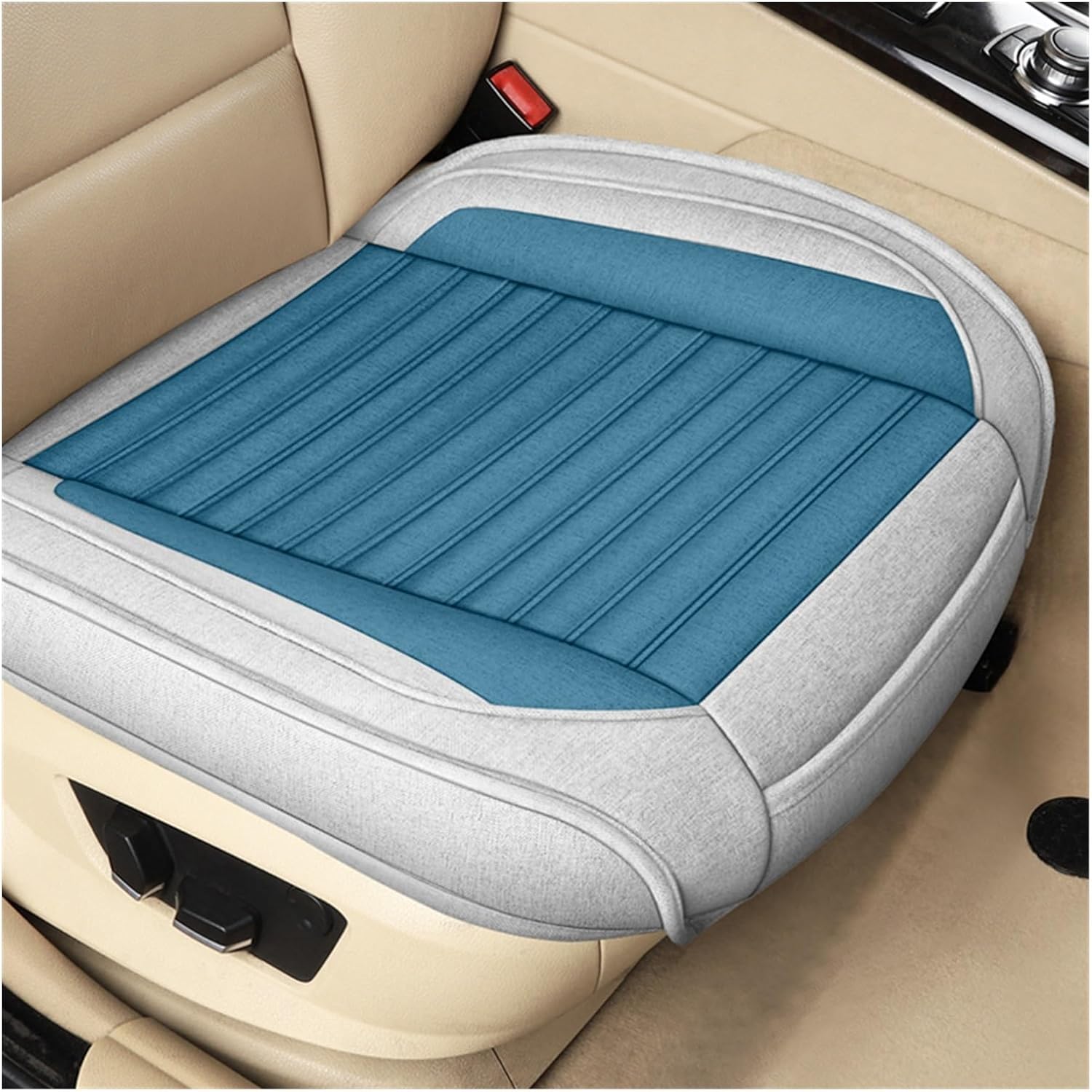 Linen Cotton Car Seat Cushion Winter Warm Cushion Fully Surrounded Backless Seat Cushion Universal for All Seasons (Color : B)