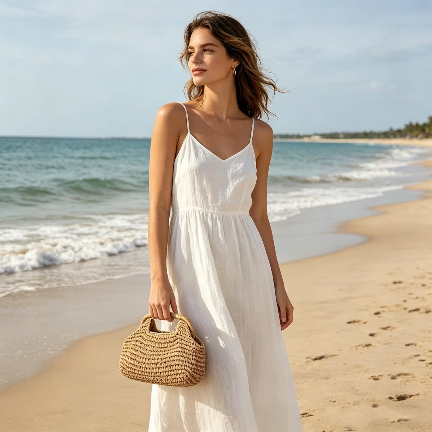 Oweisong Women Straw Clutch Purse and Handbags Summer Beach Dumpling Bag