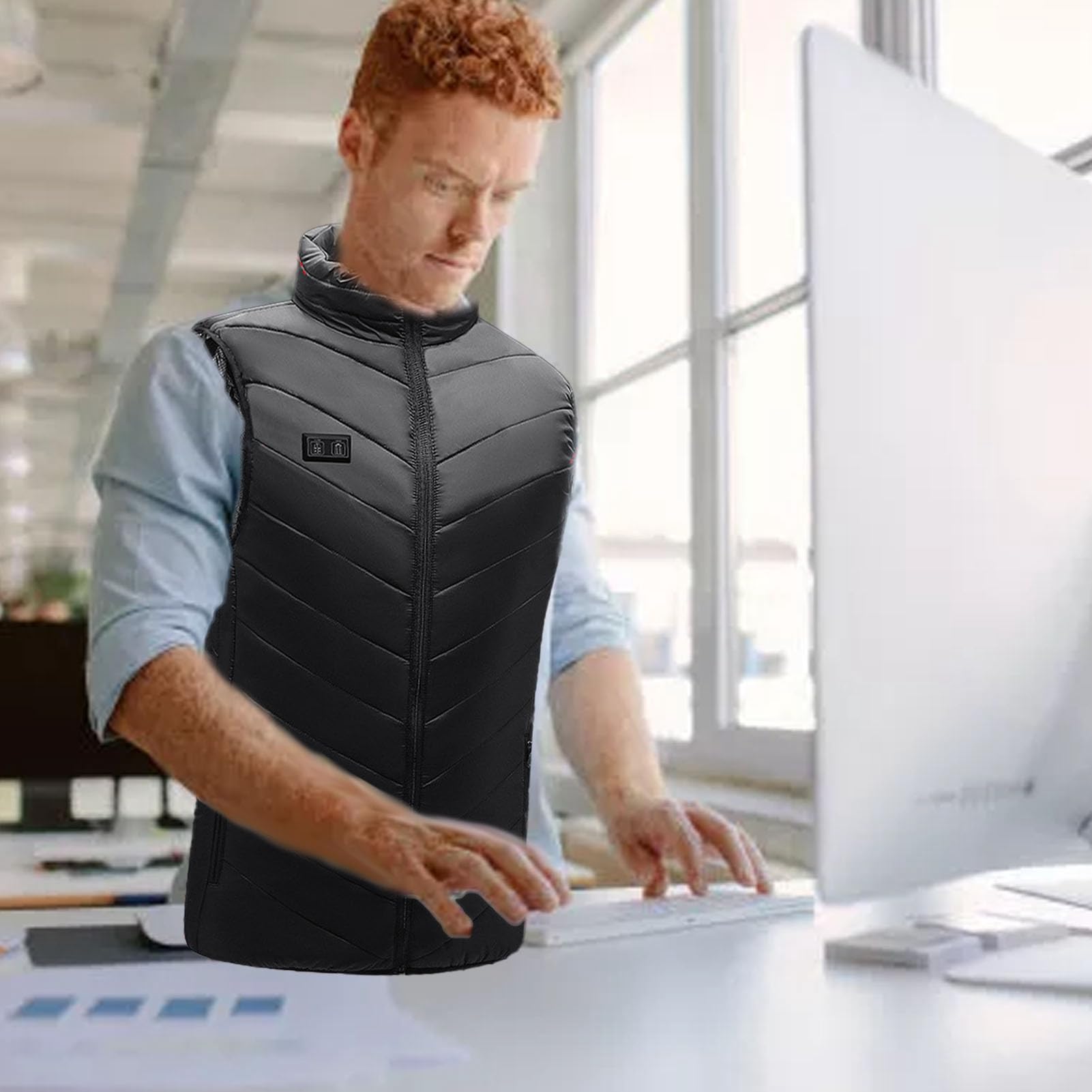 Yosoo Health Gear Chaleco Calefactable Chaqueta Calefactable con Carga USB 13 Zonas Control de Temperatura de 3 Niveles Ropa Térmica de Fibra de Poliéster para Hombres Mujeres Senderismo Pesca (3XL)