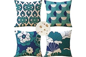 14x14 Navy Blue Throw Pillow Covers - Waterproof Linen Decorative Pillow Cases for Outdoors