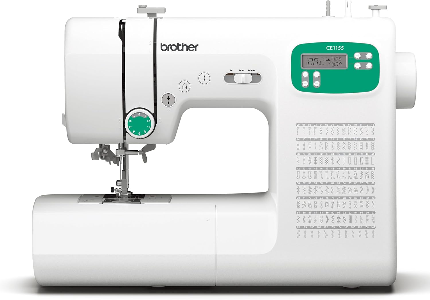 Brother CE1155 Computerized Sewing Machine, 110 Built-in Stitches, LCD Display, 7 Included Feet