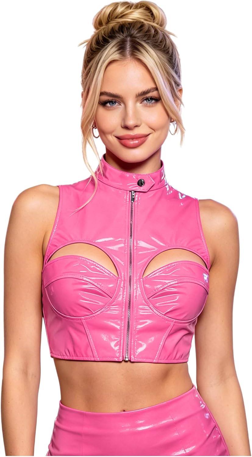 Adult Corset Top Latex Clubwear Patent Leather Bustier