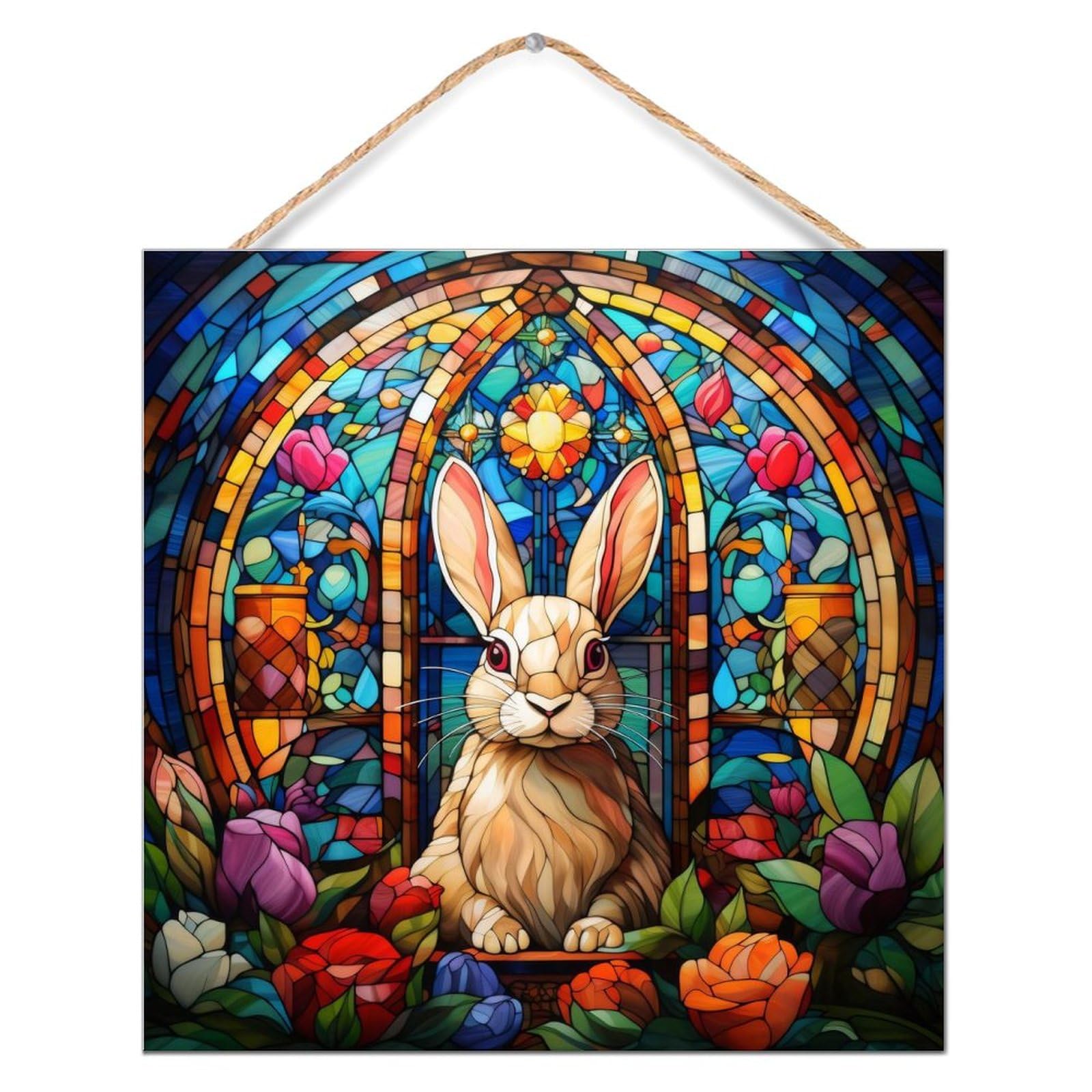 Panneau en bois lapin de Pâques pour égayer une étagère de cuisine