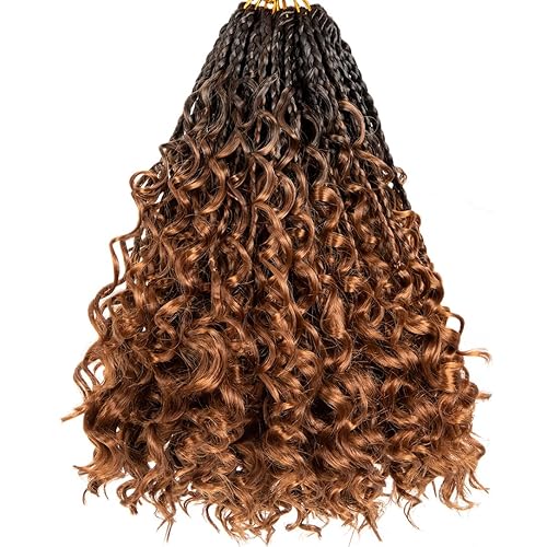 Miniatura 60 de Beverlee Trenzas de Caja Bohemias de 14 Pulgadas 8 Paquetes Trenzas de Caja Goddess Cabello de Ganchillo Trenzas Bohemias Hippie Cabello