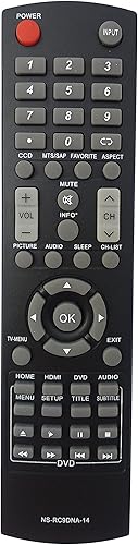 Mando a distancia universal compatible con Insignia NS-RC9DNA-14 NS-28DD220NA16 NS-28DD310NA15 NS-32DD200NA14 TV/DVD Combo mando a distancia