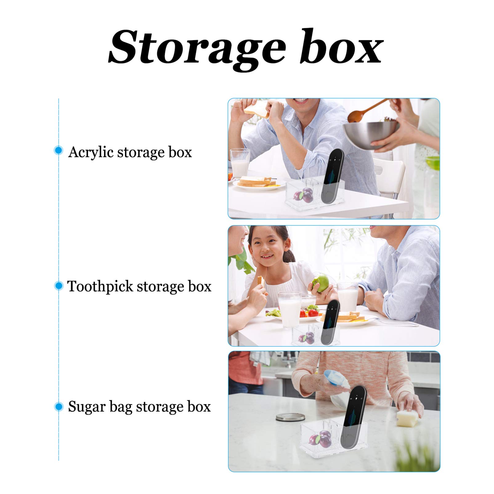 Cabilock 1pc Transparent Acrylic Tea Bag Organizer Multi-compartment Storage Box for Household Use for Storing Tea Bags Sugar Packets and More for Kitchen and Pantry Organization