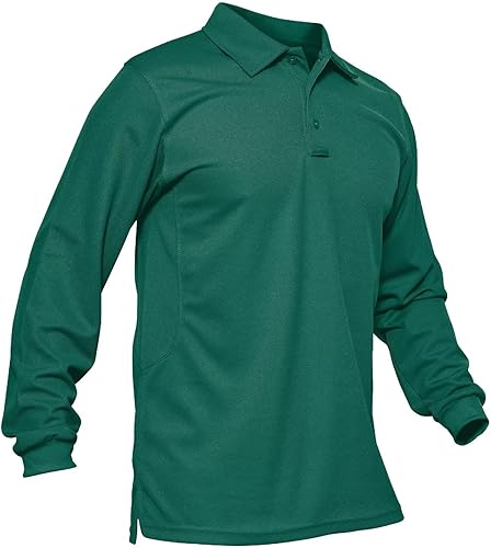 MAGCOMSEN Camisas polo para hombre, 3 botones, secado rápido, manga larga, tácticas, camisa de golf