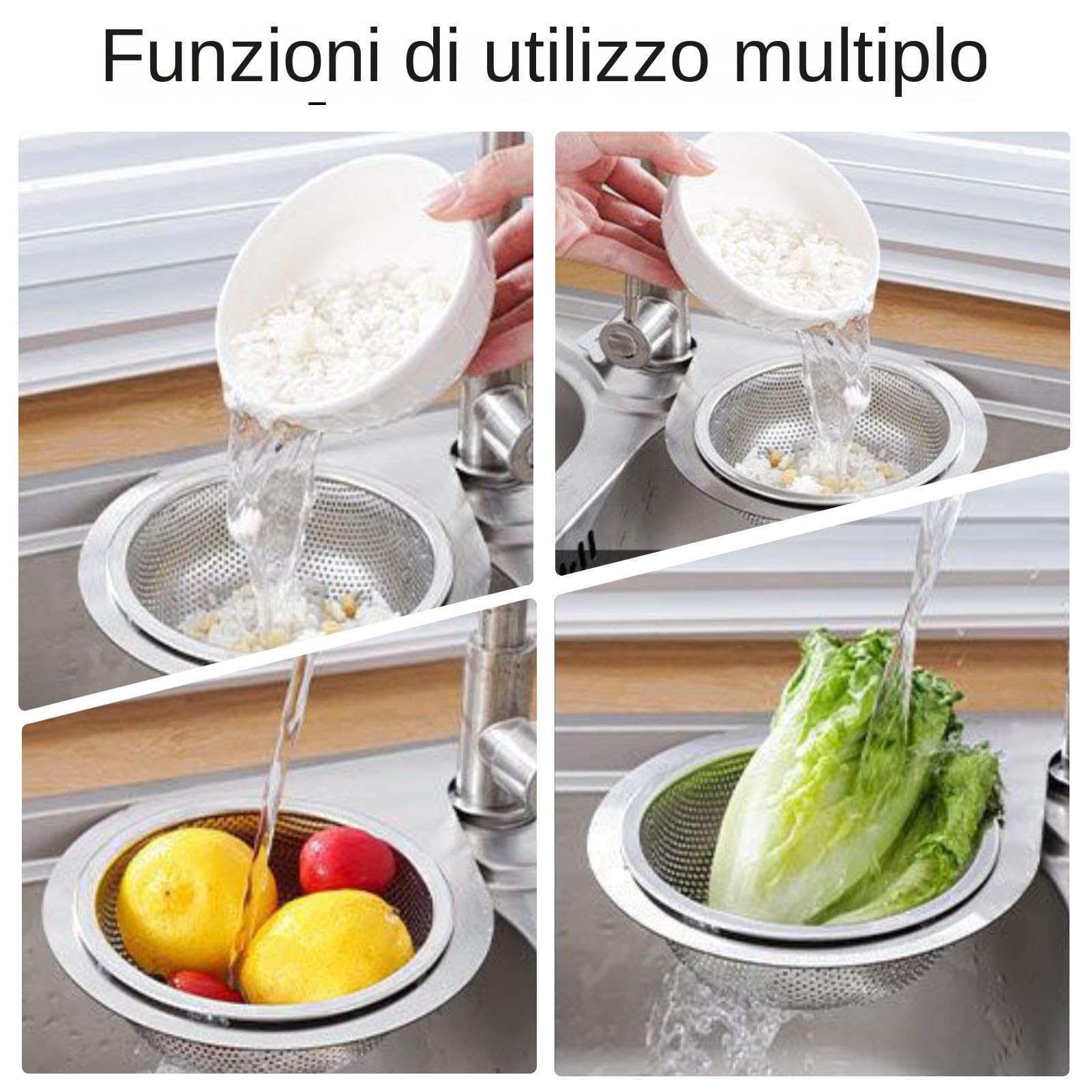 Filtro para fregadero de cocina de acero inoxidable, cesta de drenaje multifuncional antiobstrucción