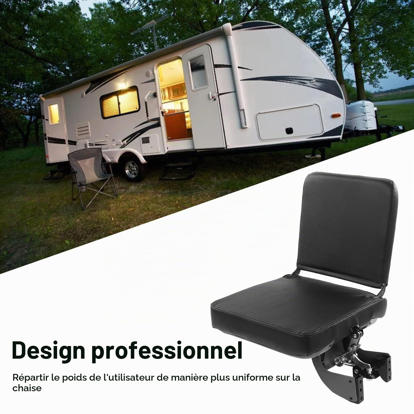 Chaise Rabattable Pliante, Siège de Rebond Automatique à Réduction de Fatigue Confortable et Robuste pour Camping-car de Camping-car de Bus