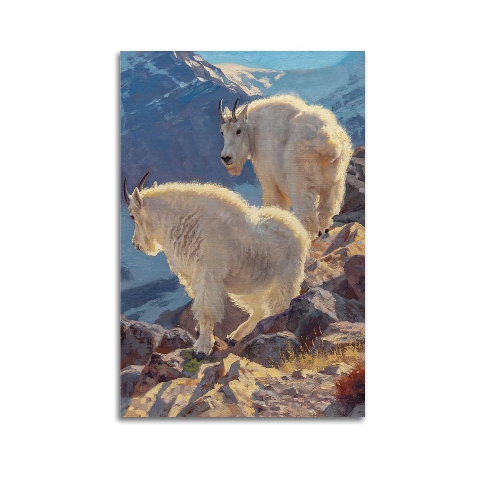 ZSZWHJ Animal Poster Goats on The Mountaintop Poster Decorative Painting Canvas Wall Posters And Art Picture Print Modern Family Bedroom Decor Posters 20x30inch(50x75cm)
