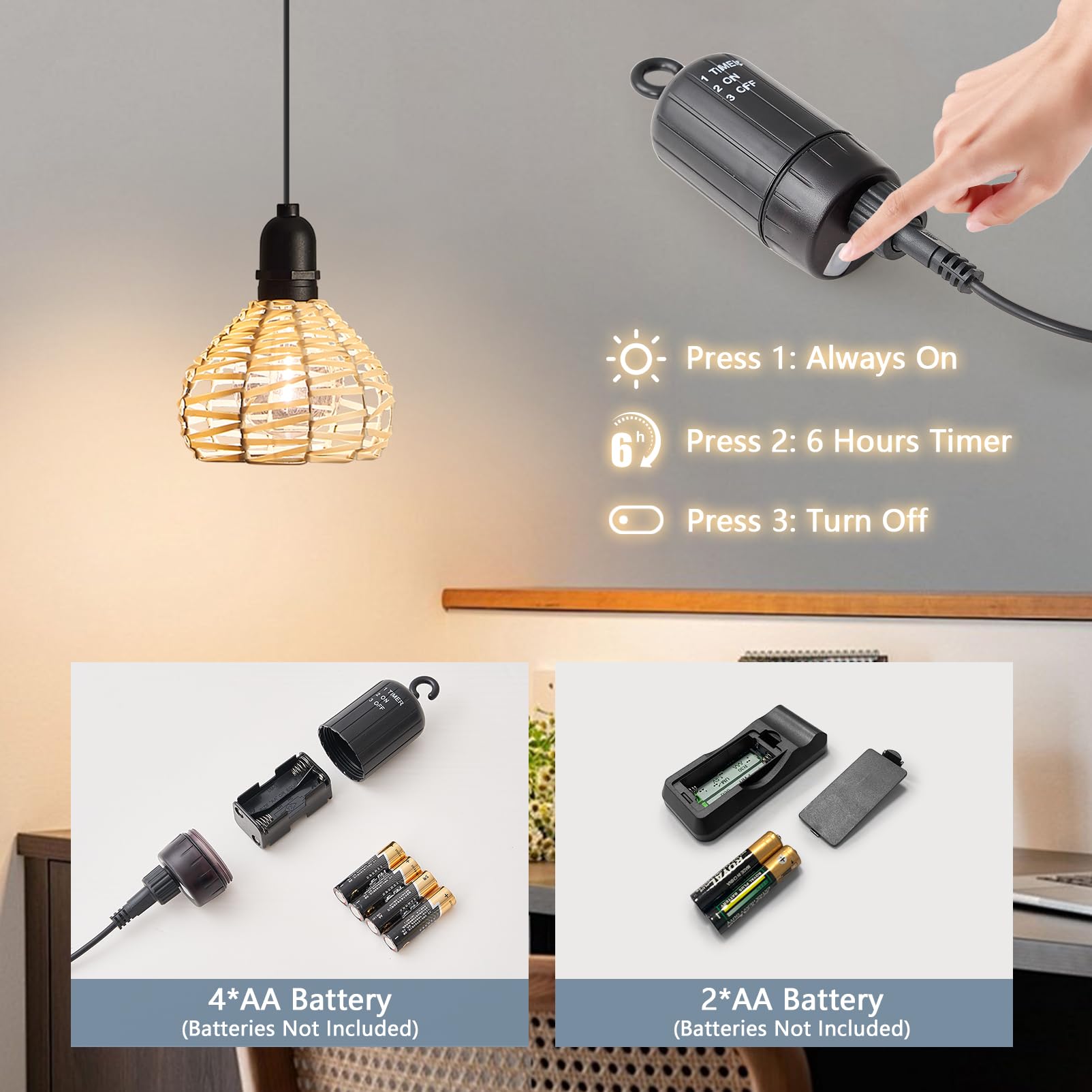 3 Sztuki Lampy Wiszące Na Zewnątrz, Akumulatorowe Lamp Wiszących Boho Z Rattanu Z Baterią, Wodoodporne Z Pilotem, ściemnialne Lampy Wiszące Bez Zasilania Do Namiotu, Kempingu, Ogrodu