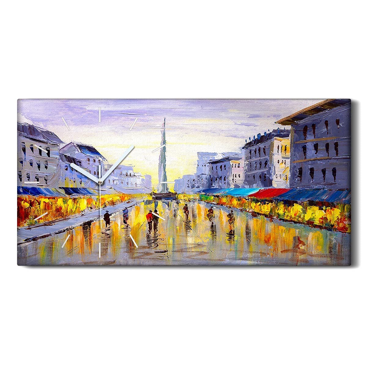 Horloge sur Toile Art Moderne Tableau Mural Salon 60x30cm