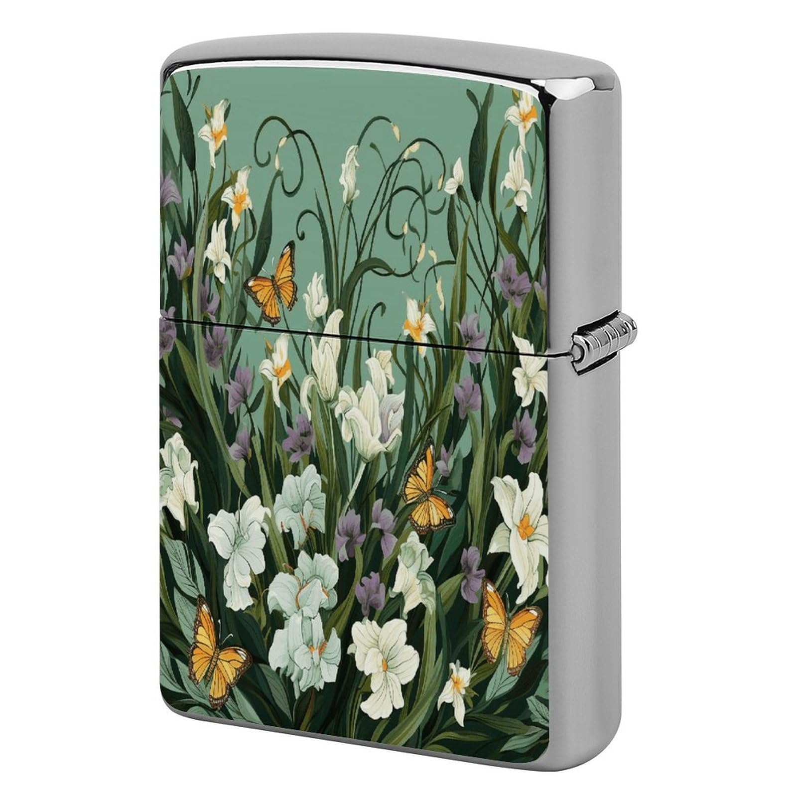Fodpand Style Flowers And Butterflies Metal Lighter Case Cover Lighter Sleeve