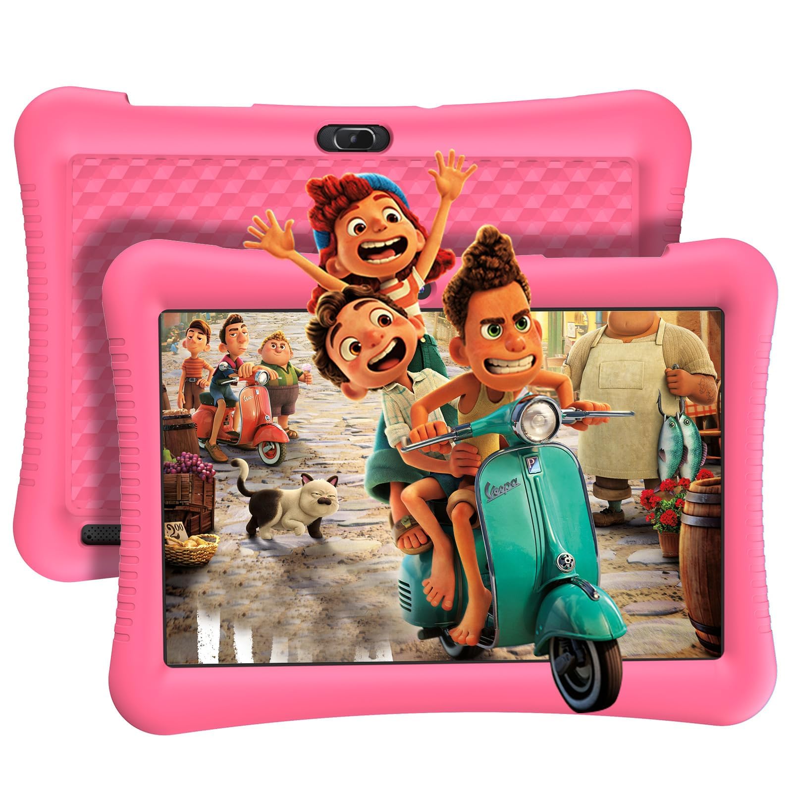 EagleSoar Tablet Bambini 10 Pollici Android 13 Tablet per Bambini Quad Core 3GB RAM 32GB ROM 6000mAh WiFi Bluetooth Controllo Parentale Apprendimento Educazione PC con Custodia (Rosa)