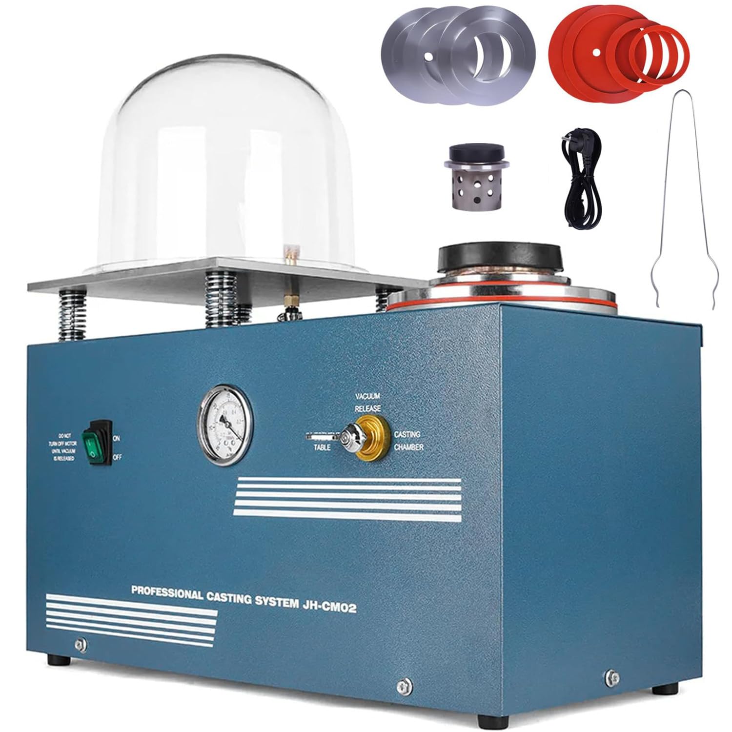 Macchina Sottovuoto per Cera Persa 2L 3 CFM, Design Integrato e Funzione di Fusione, Perfetta per Creare Gioielli in Oro Argento e Lavorare Metalli Preziosi