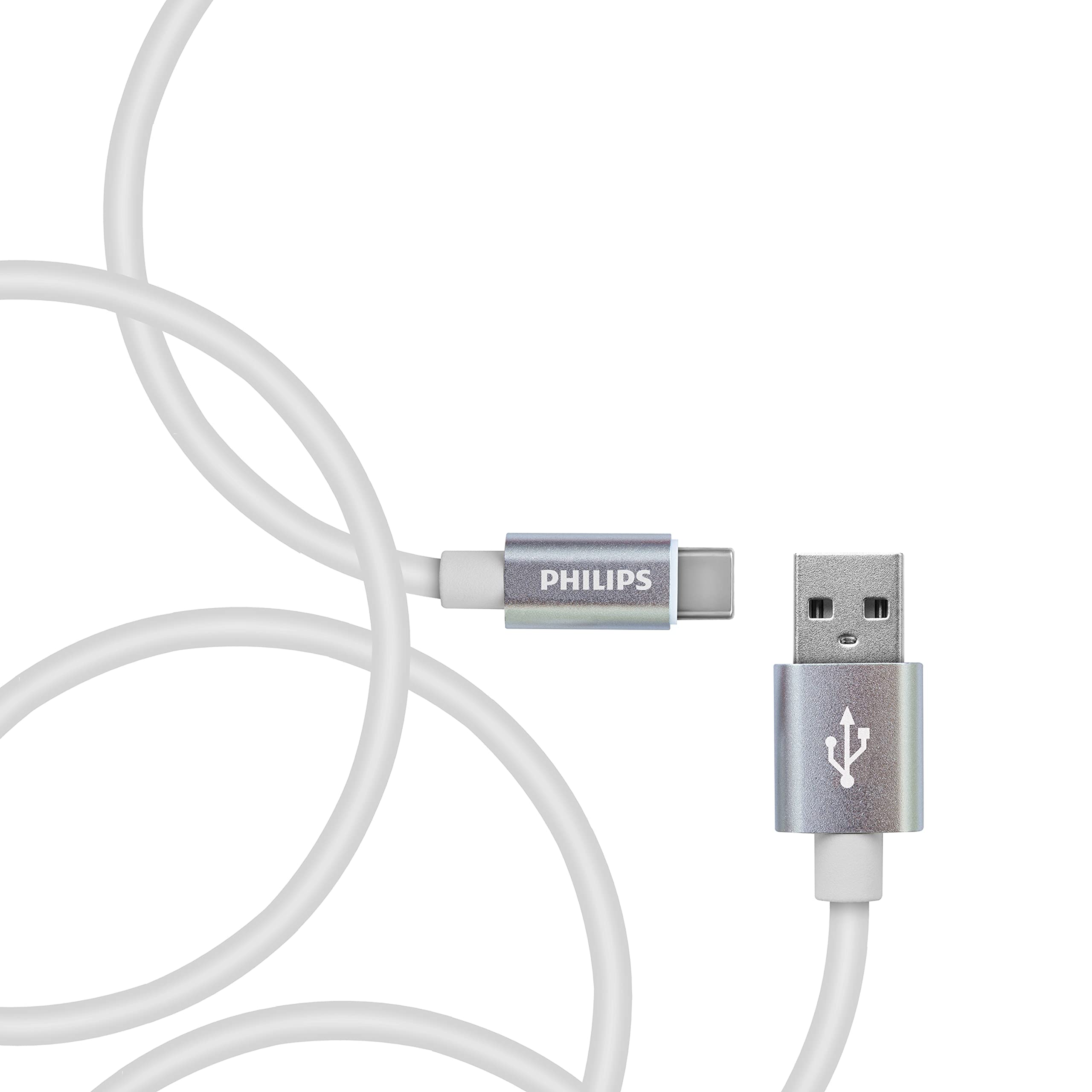 Philips USB - USB C Şarj Kablosu, 1.2 Metre, Deri, Siyah (DLC2528M)